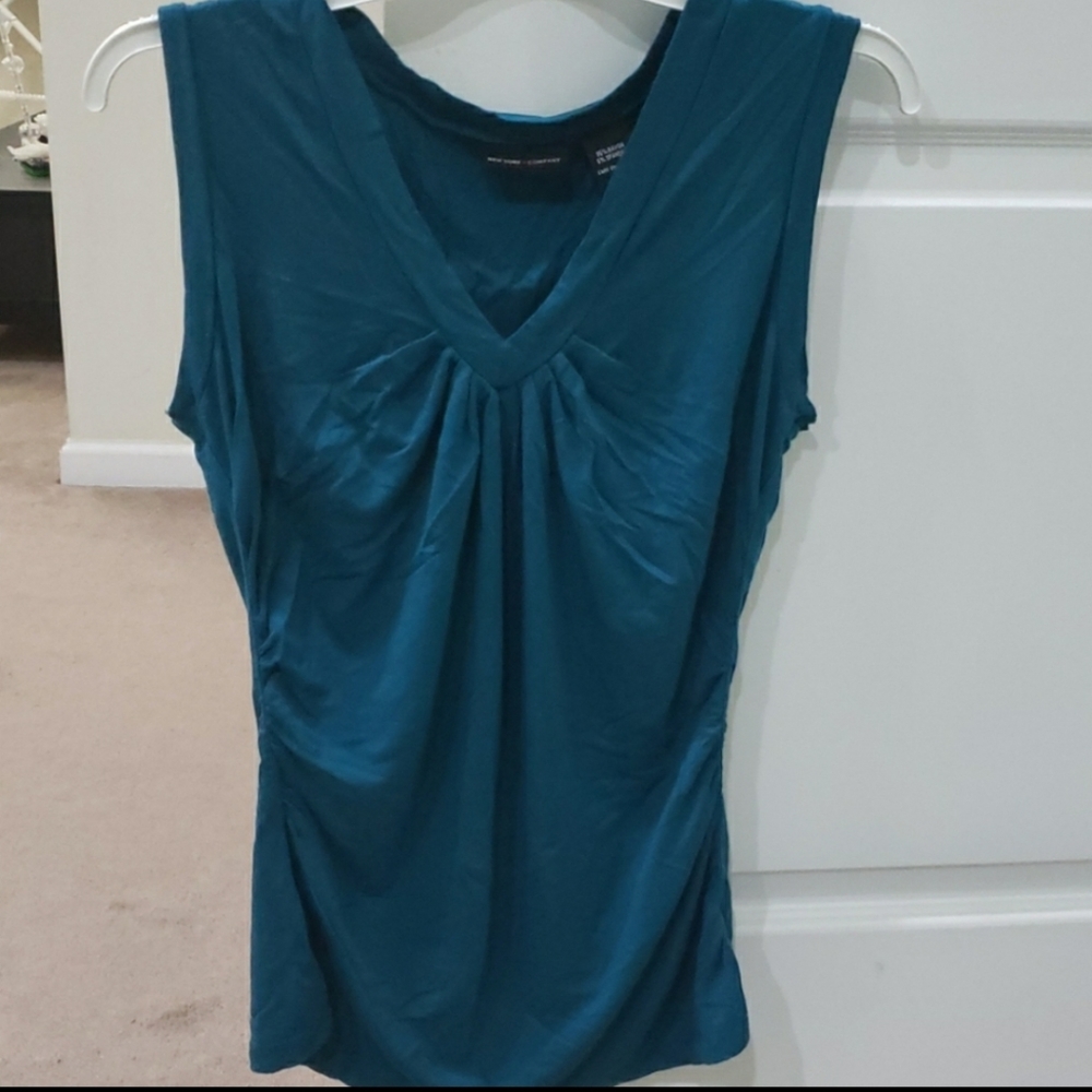 New York & Company Teal Sleeveless Top Medium
